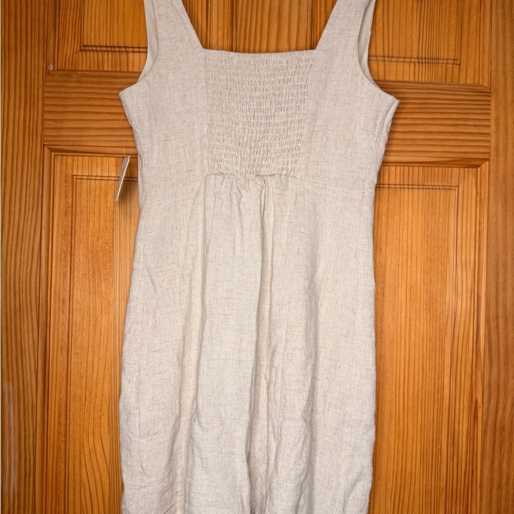 Alter’d State Linen Button Front Dress Neutral Sleeveless NWT XS - Picture 5 of 5